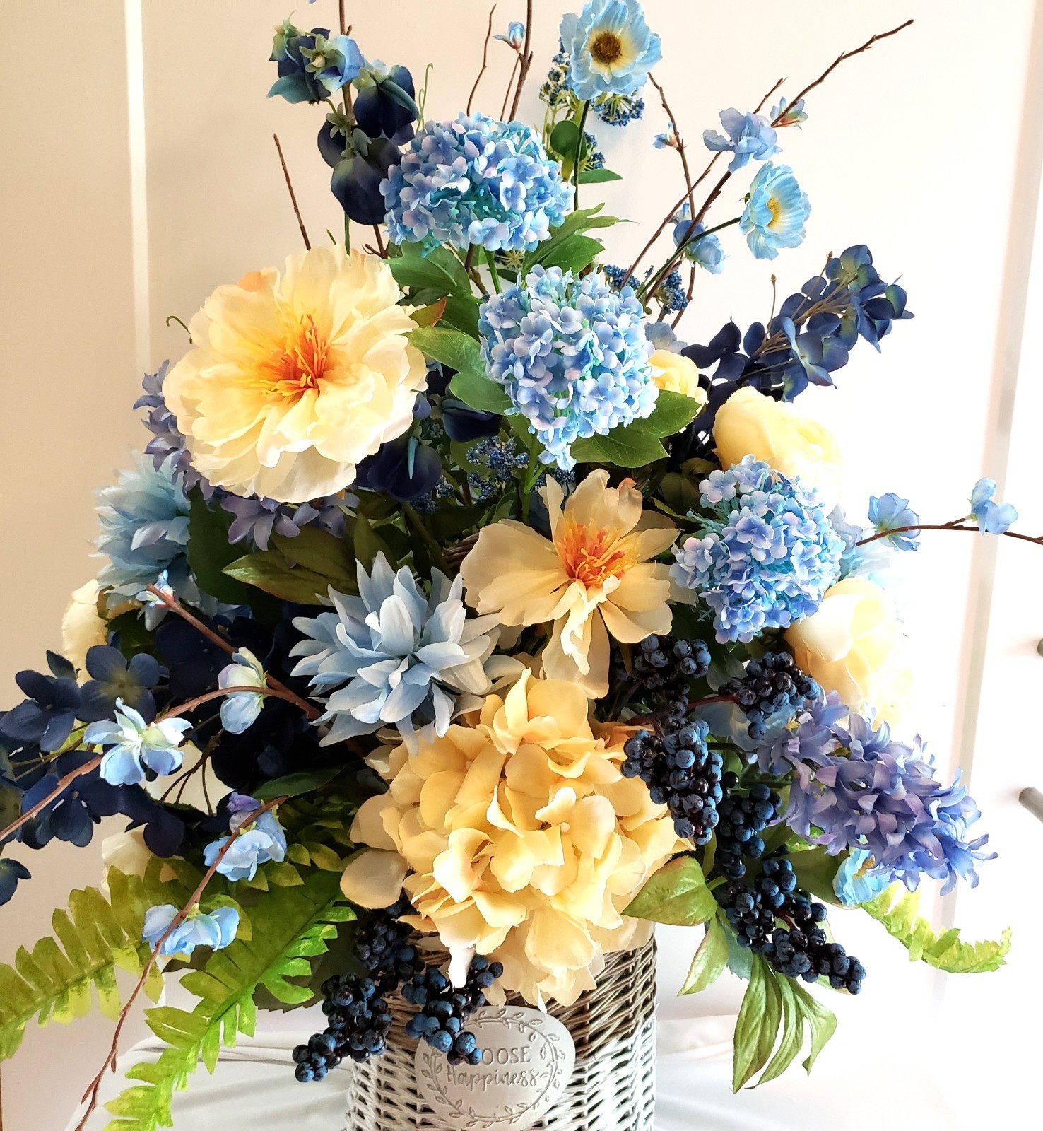 Extra Large Spring Floral Arrangement, 33 Inch Tall Arrangement, Sunroom Decor