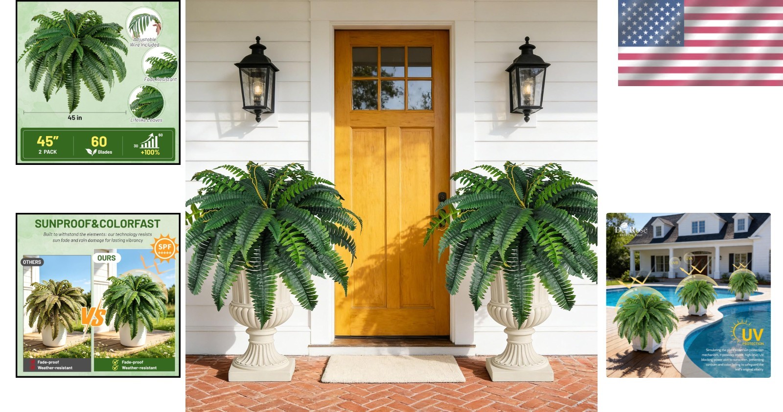 UV Resistant Artificial Boston Ferns