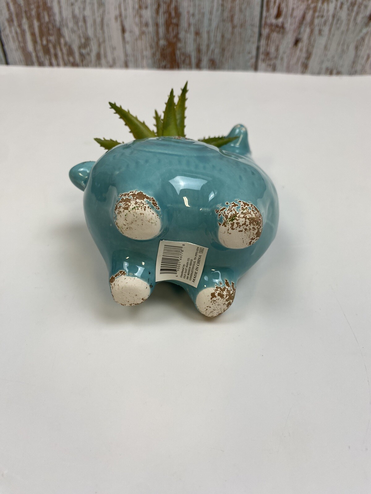 Llama Faux Succulent Blue Planter 4.5″ Home Decor Rustic Farmhouse Cottage – New