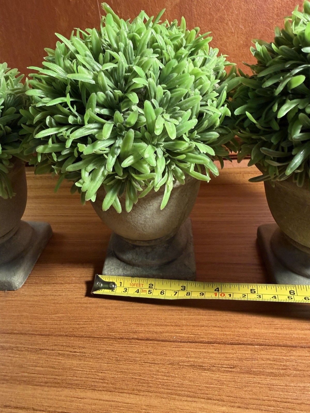 Set of 3 Artificial Podocarpus Faux Grass Plant Pot- Round 7.5” Decorative