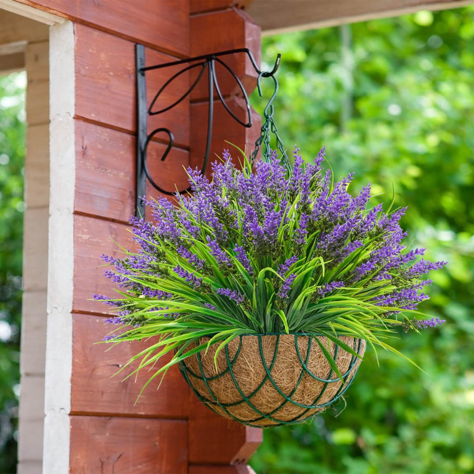 New 40 Bundles Artificial Plants Outdoor Fake Monkey Grass with Lavender Flowers