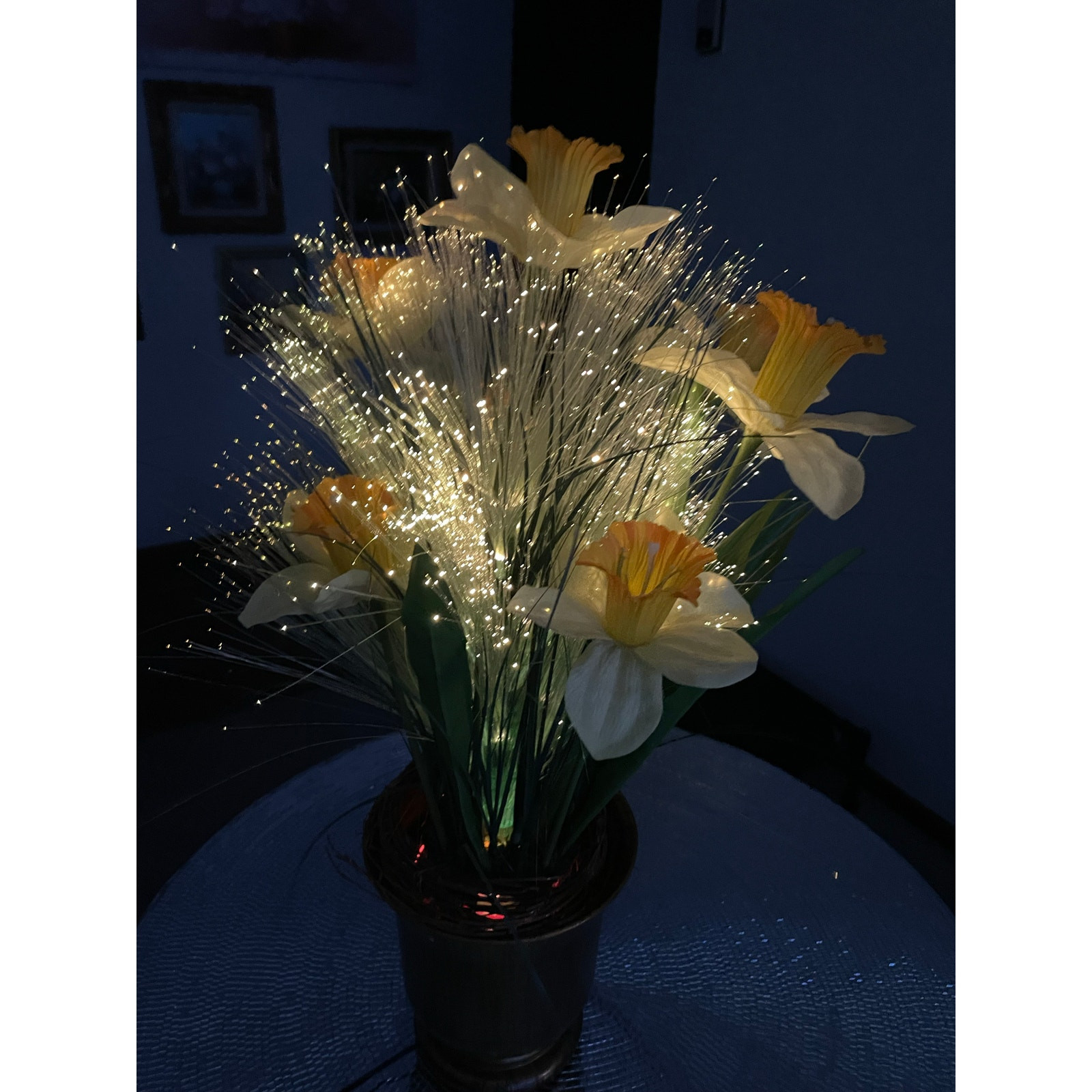 vintage optical fiber floral bouquet Yellow Daffodils