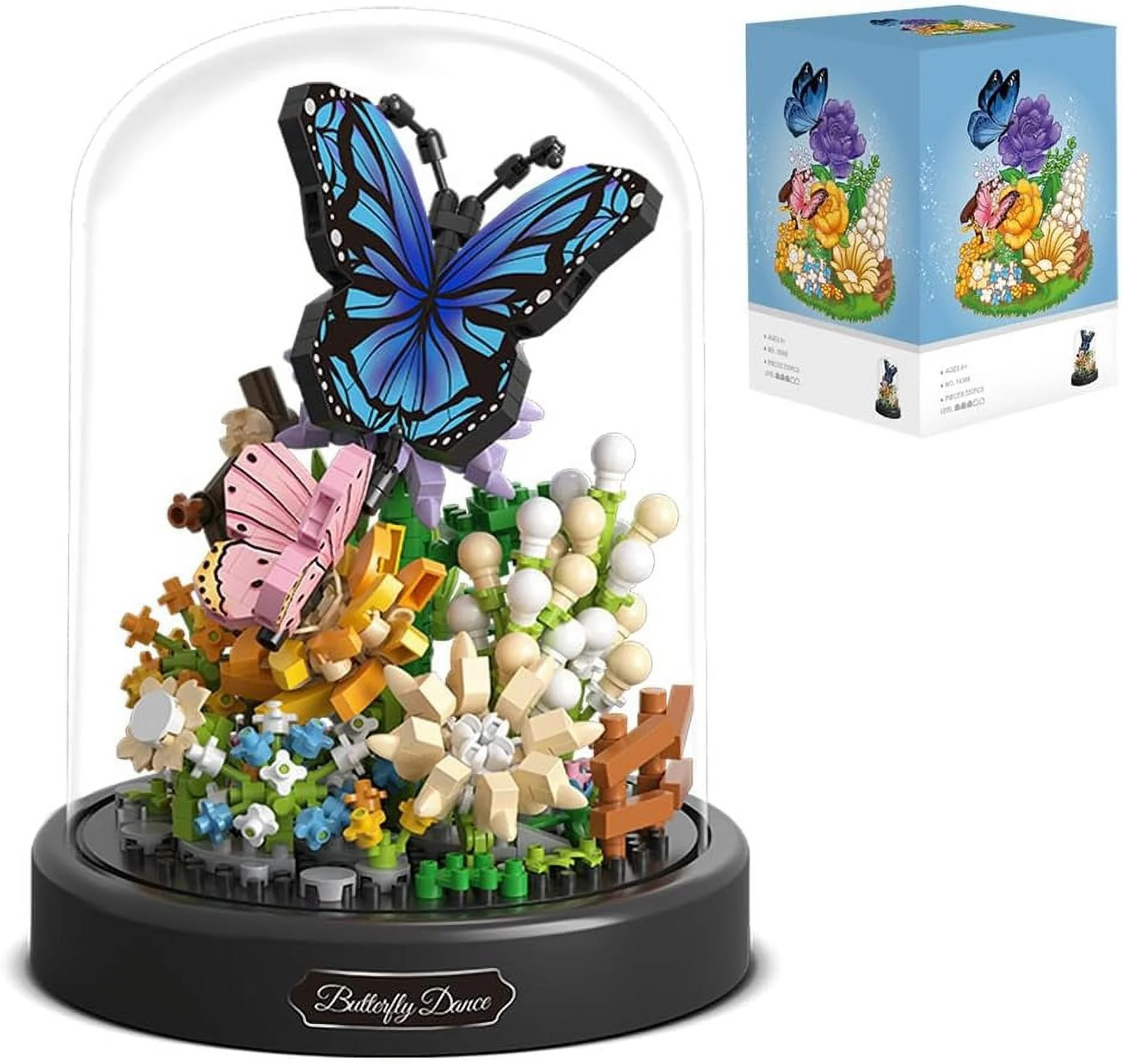Flower Bouquet Butterfly Building Set, Bonsai Tree Building Kit with Dust Cover,