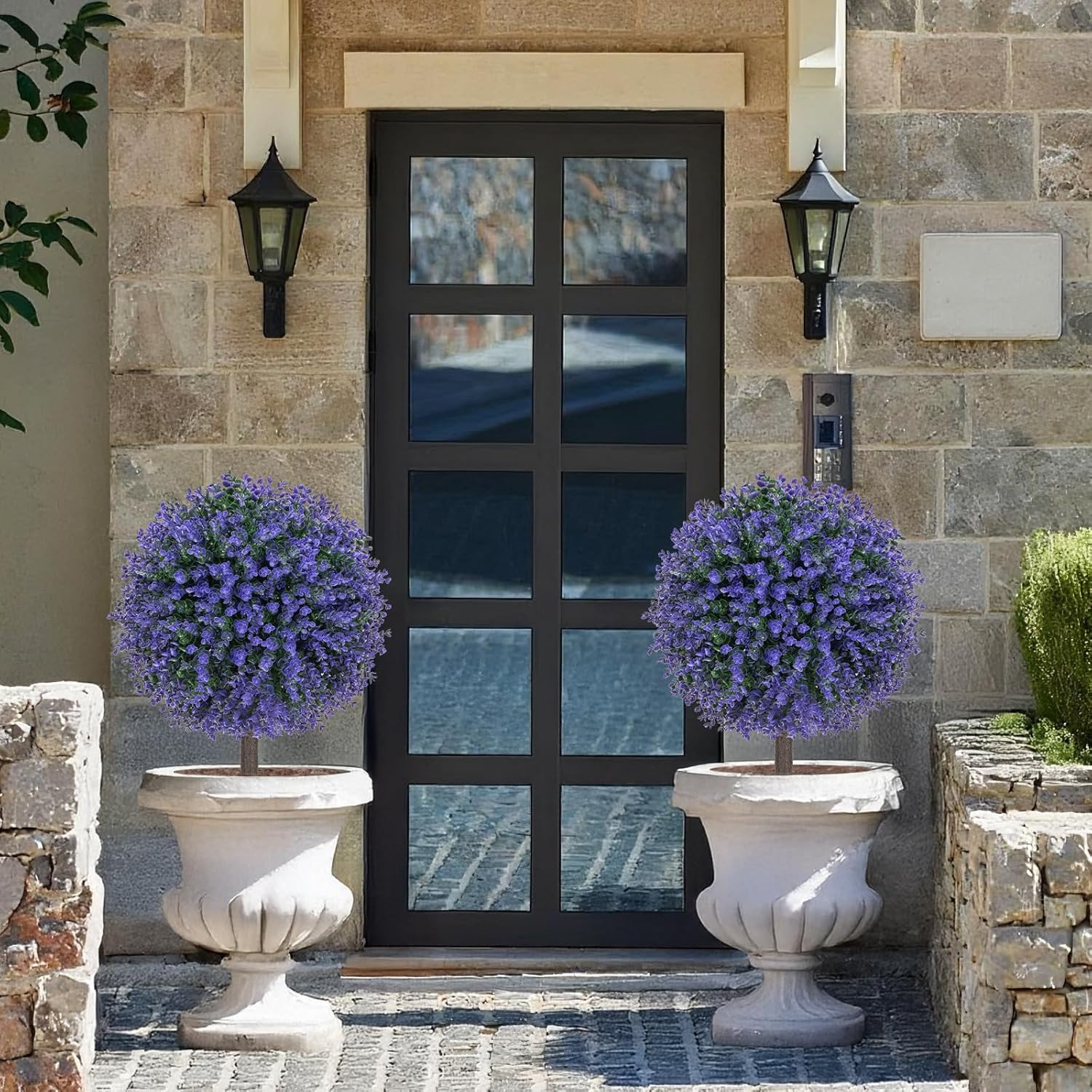 Set of 2 UV Resistant Purple Topiary Balls for Outdoor Garden Decor