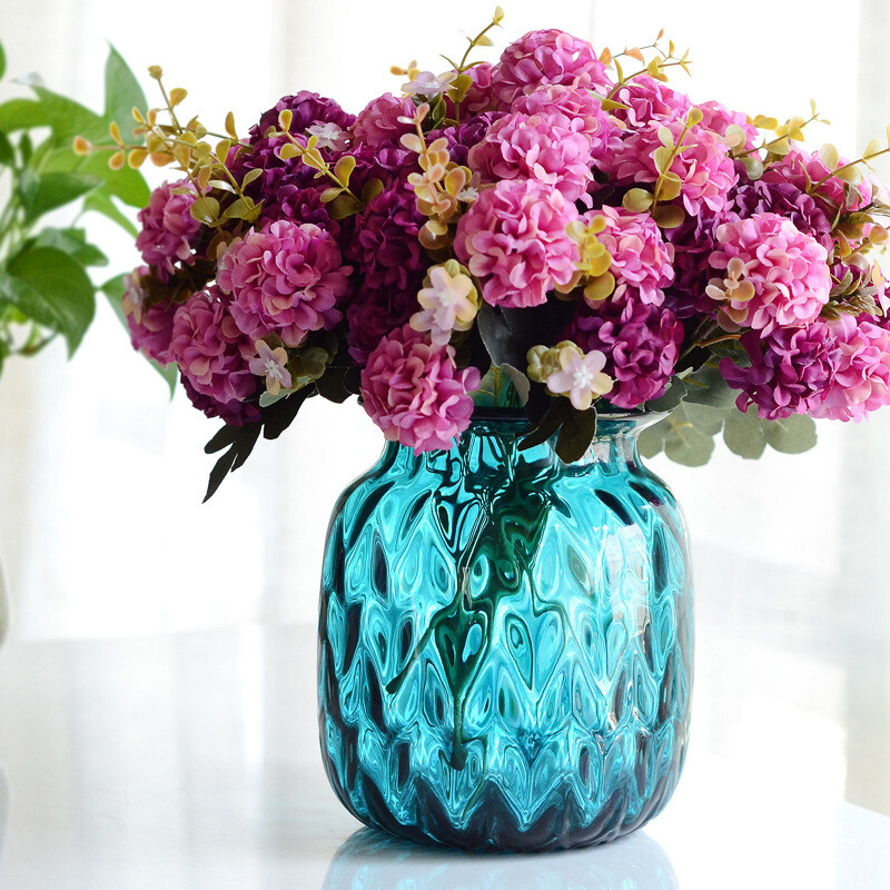10 Heads Fake Flowers Artificial Silk Hydrangea Wedding Bouquet Party Decor