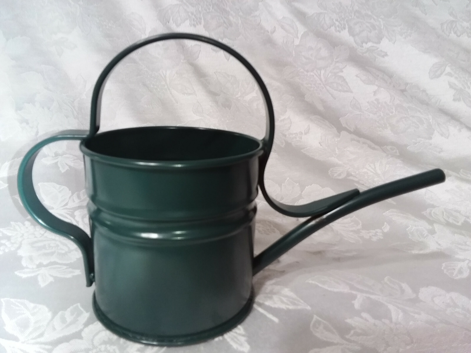 Home Interiors Hunter Green “Watering Time” Mini-Planter/ Metal Watering Can/NIB