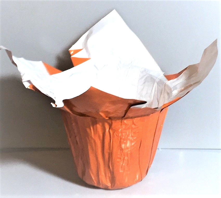 (12) Petite 4.5″ FLOWER POT KWIK COVERS Wrappers HALLOWEEN ORANGE!