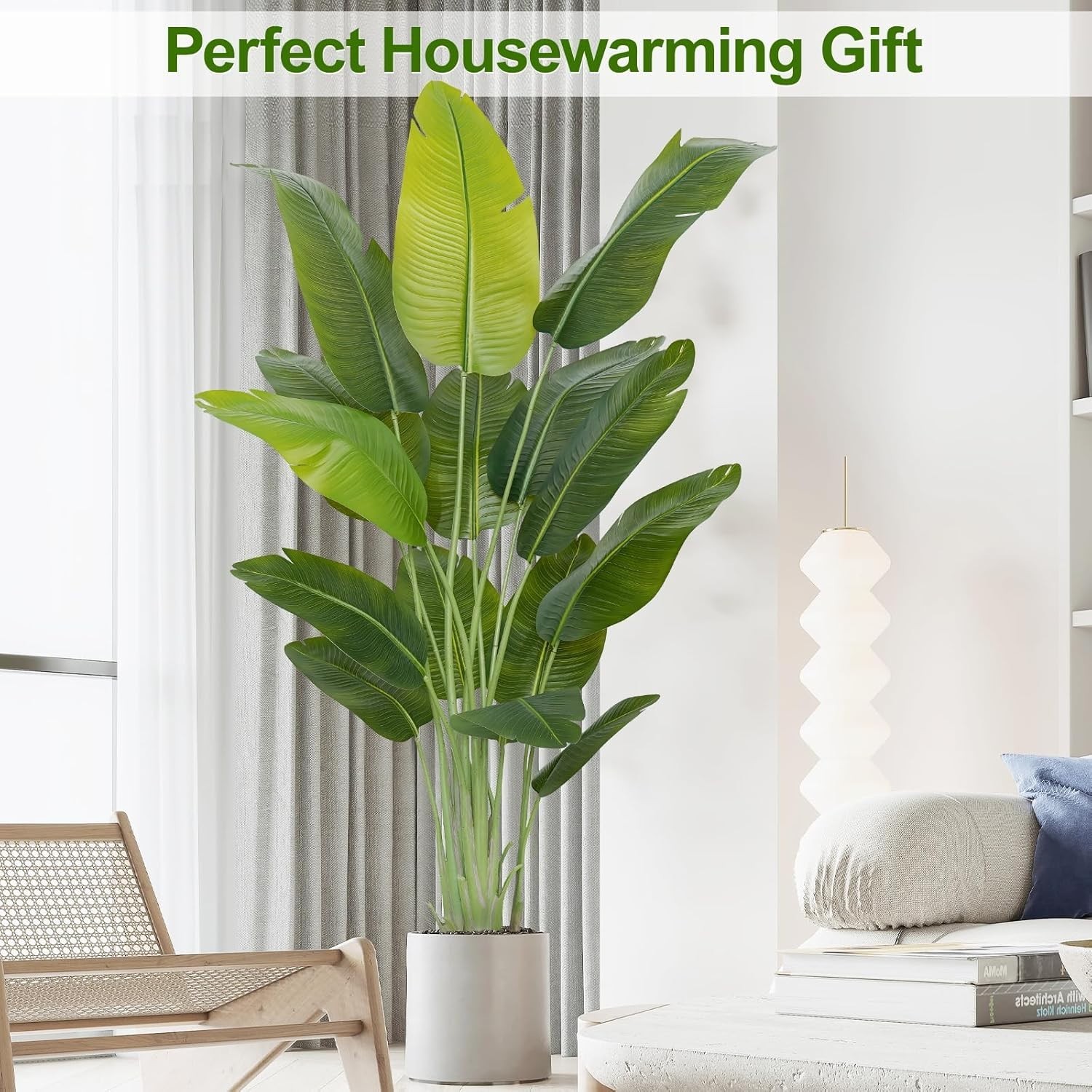 Lifelike Bird of Paradise Artificial Plant,6.6ft Faux Banana Leaf Tree with 1…