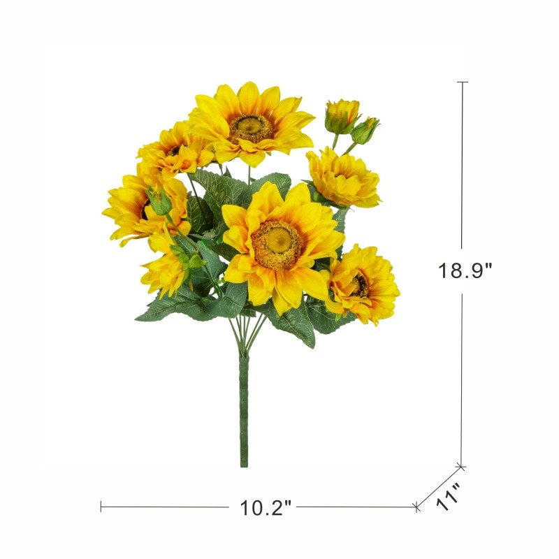 4pack, Artificial Yellow Sunflower Bush, Garden Home Table Flower Decor