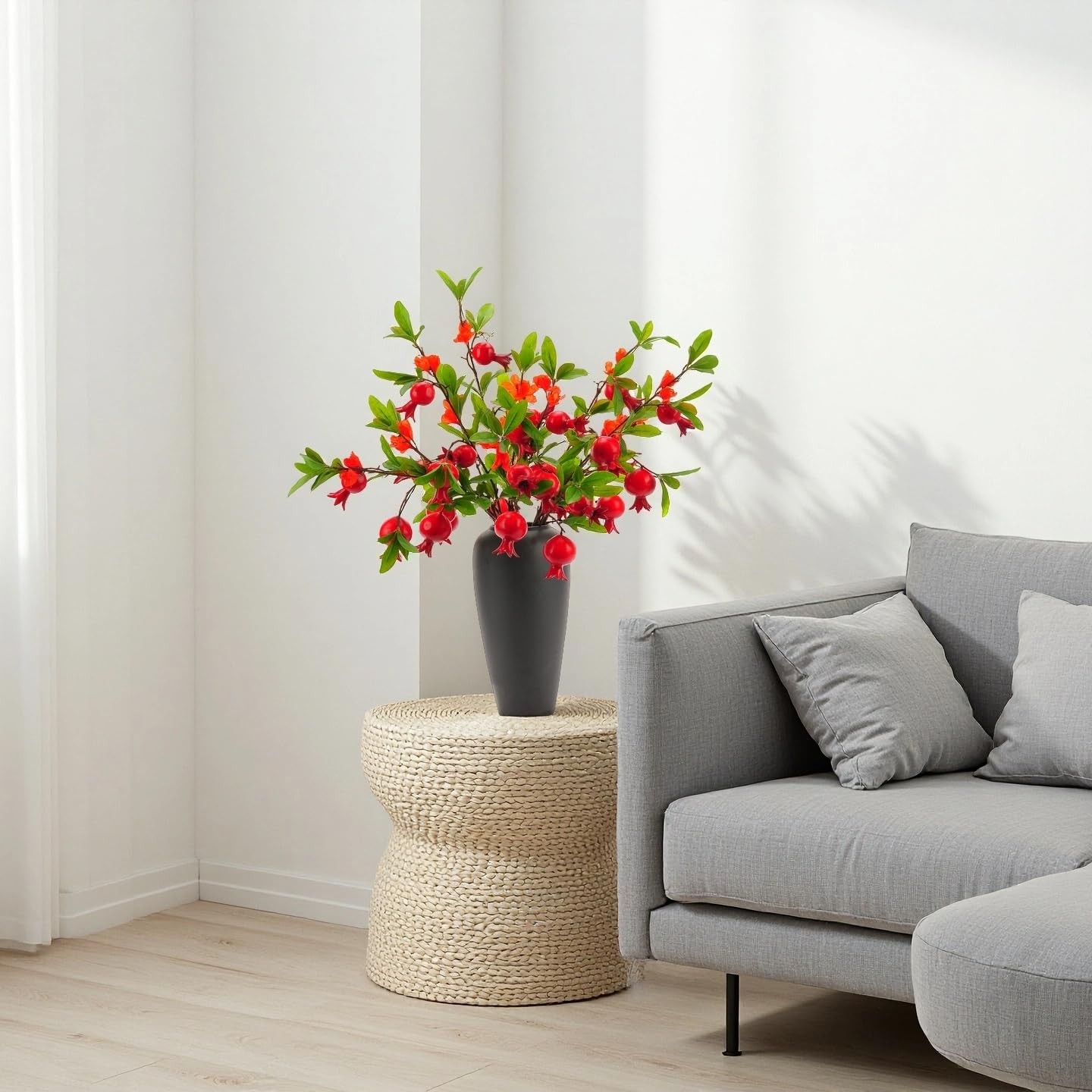 Artificial Pomegranate Fruit Flowers, 4pcs, 37 inch