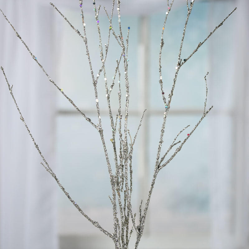 Package of 12 Platinum Glittered Artificial 23″ Twig Sprays