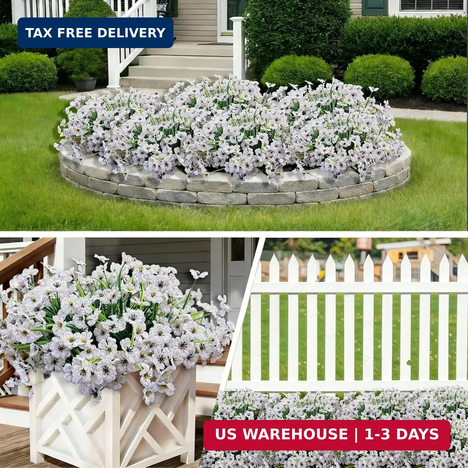 20 Bundles Artificial Flowers for Outdoors, UV Resistant Fake Flowers with Plast