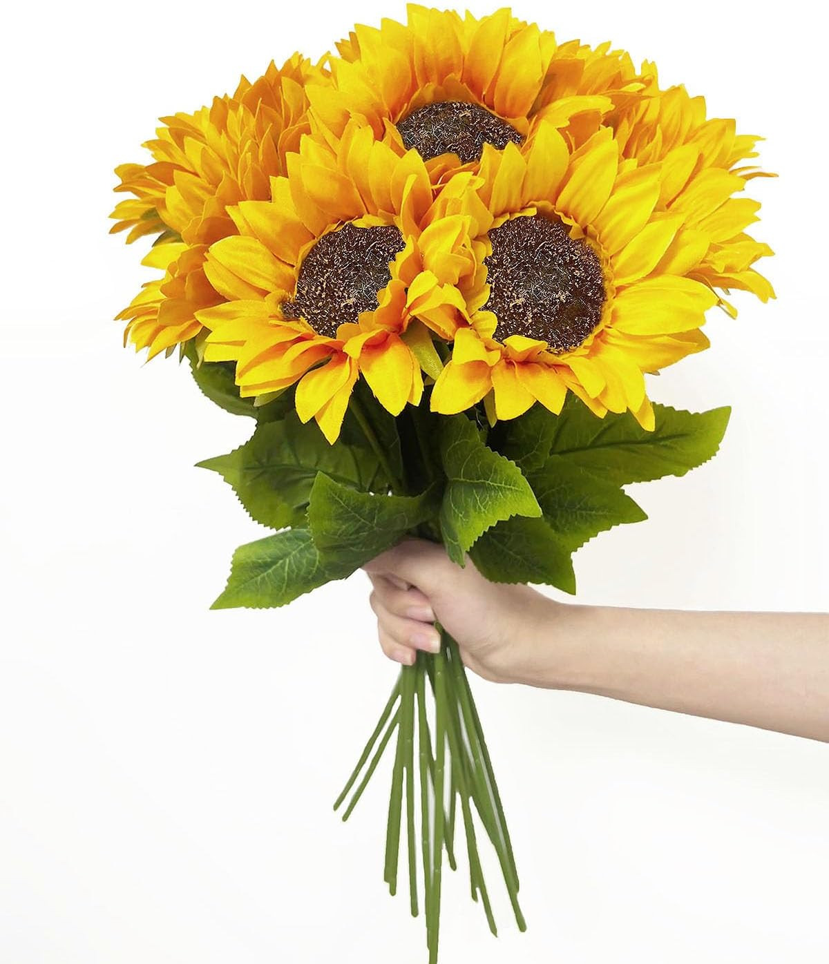 10PCS Sunflowers Artificial Flowers, Fake Silk Sunflower with Long Stem, Artific