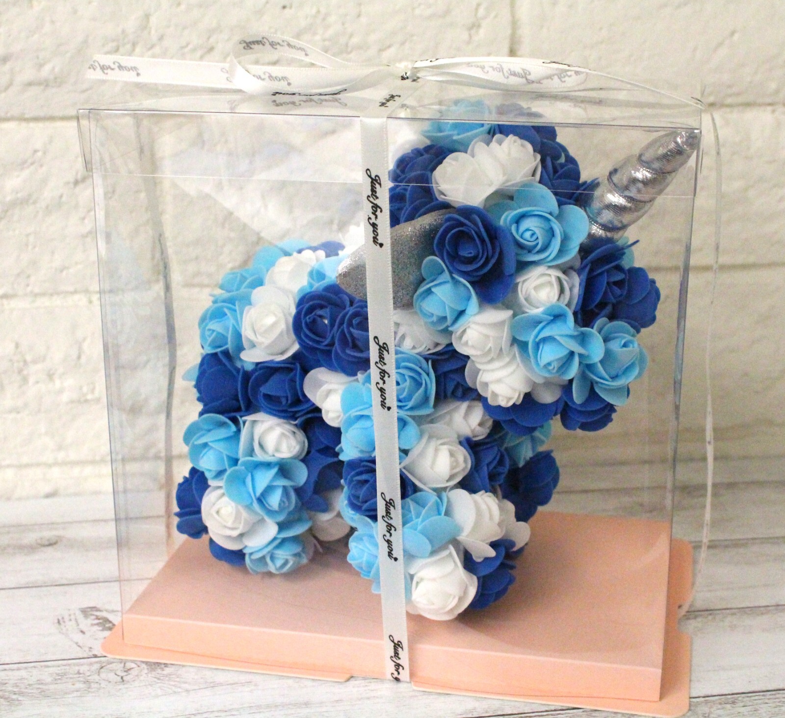 9in Foam Rose Unicorn Birthday Valentine Wedding Romantic Gift Teal Rainbow +Box