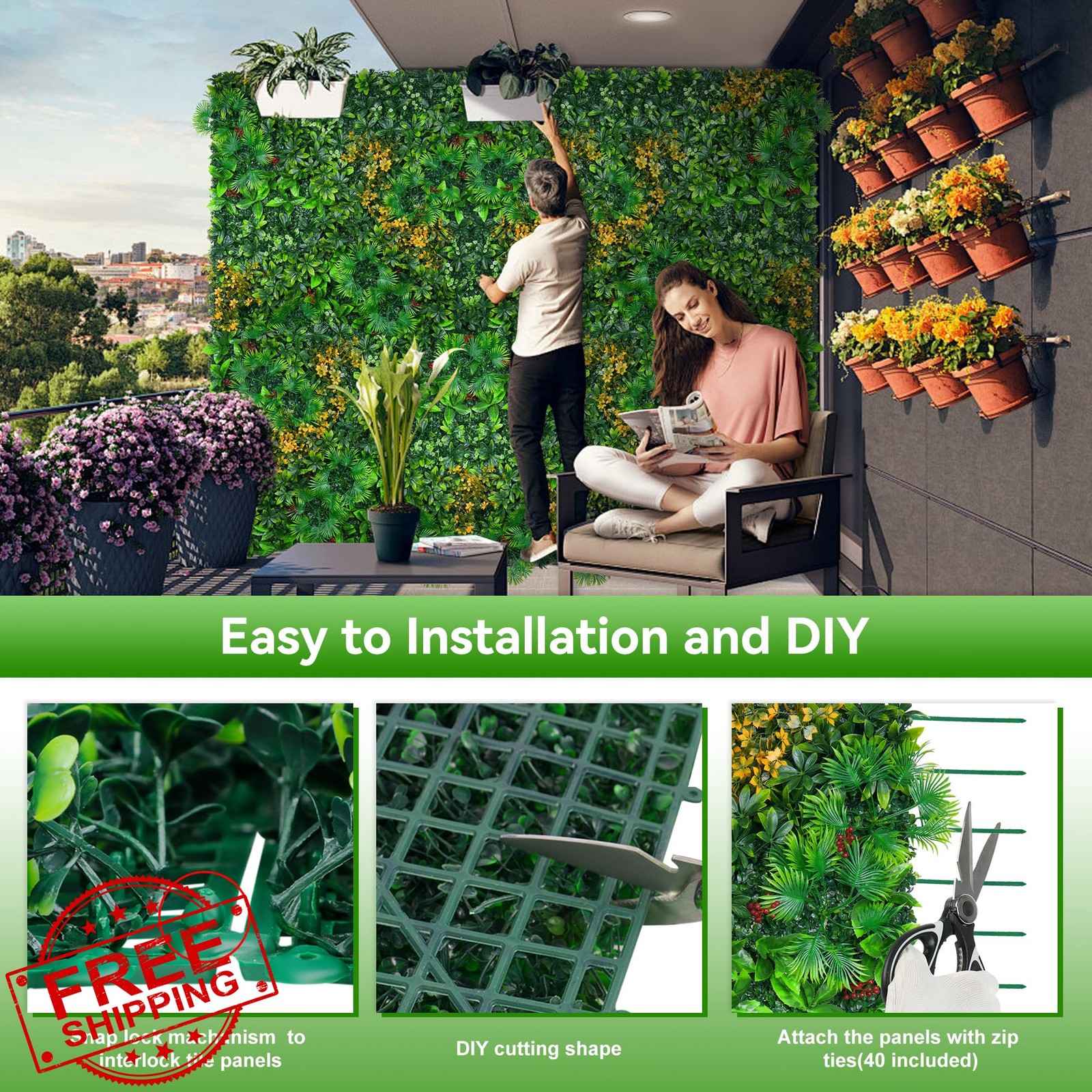 EverNature Grass Wall Panels 20×20 16pc Tropical Forest