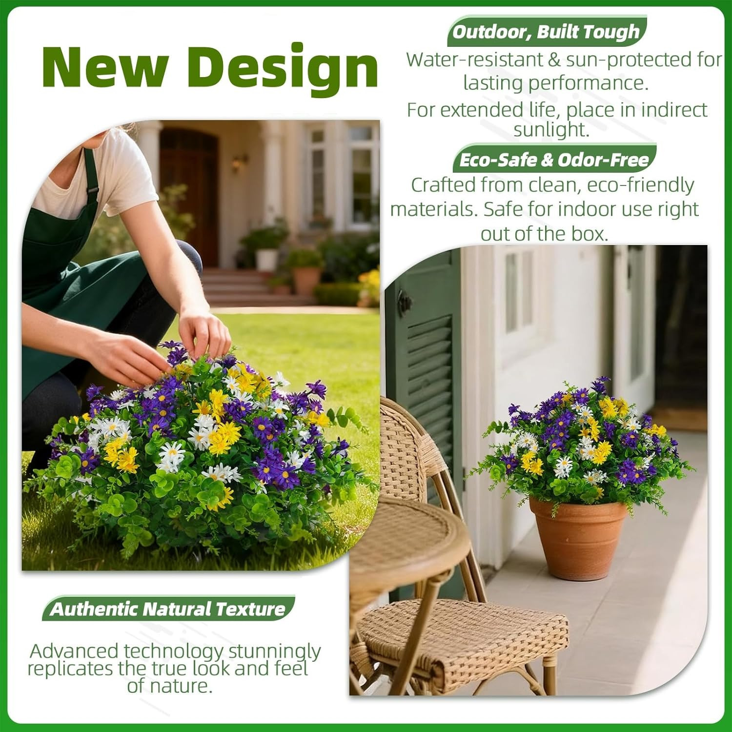 20” UV Resistant Artificial Daisy Topiary for Outdoor Decor & Planters