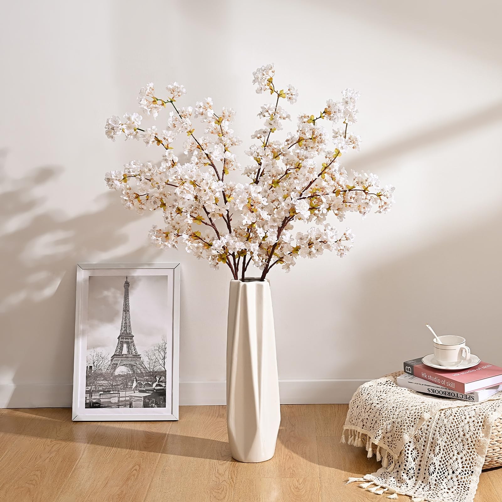 Sunm boutique Silk Cherry Blossom Branches, Artificial Cherry Blossom Tree Stems