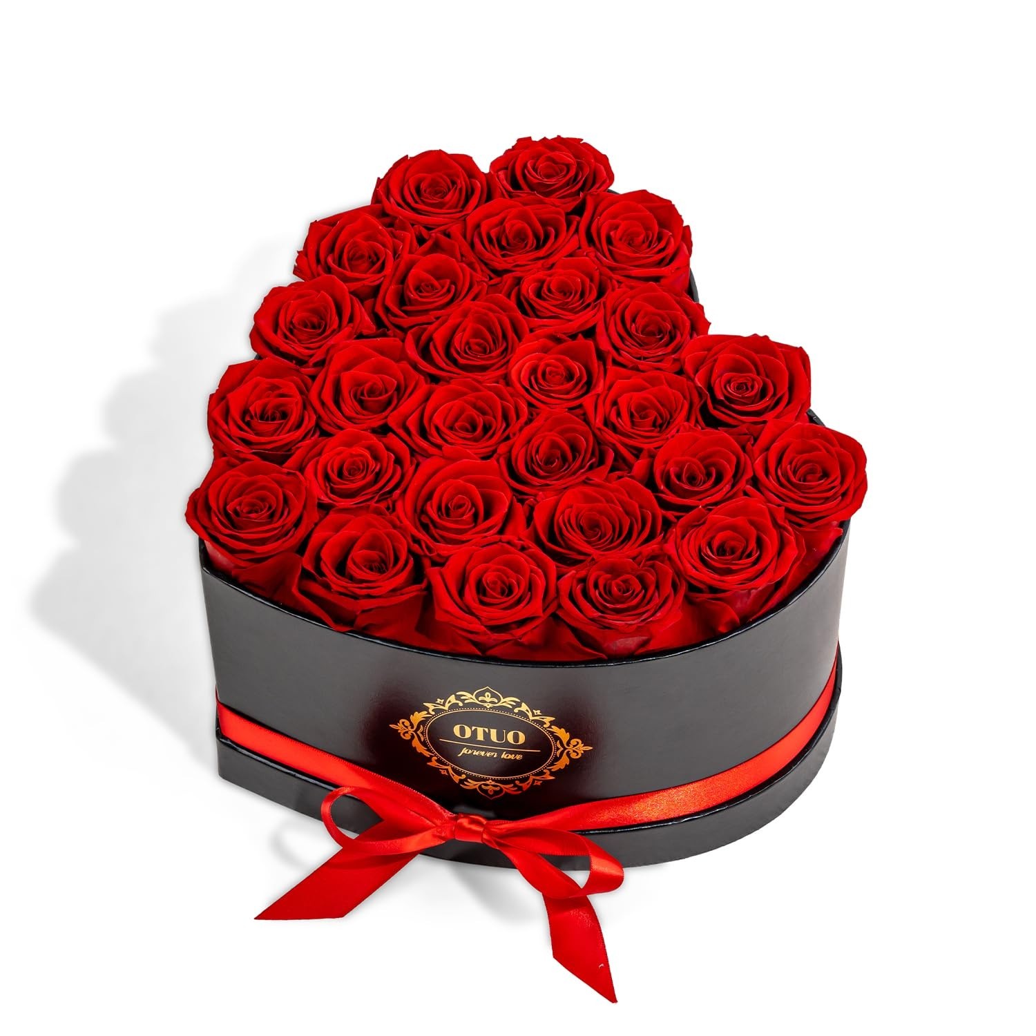 27 Preserved Red Roses in Heart Box – Lasts 2 Years, Forever Flowers for Gifts