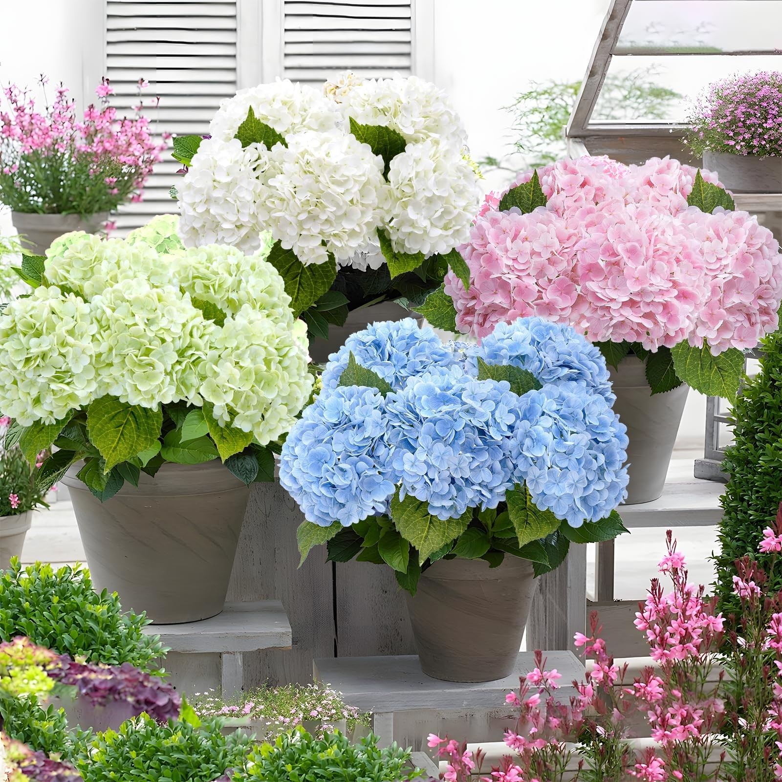 Waipfaru 21″ Real Touch Hydrangea Artificial Flowers with Long Stem & Leaves,…