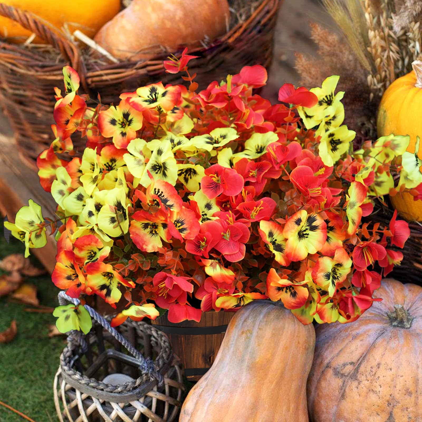 Artificial Fall Flowers Plants for Outdoor Indoor Decoration, 12 Bundles Fake…