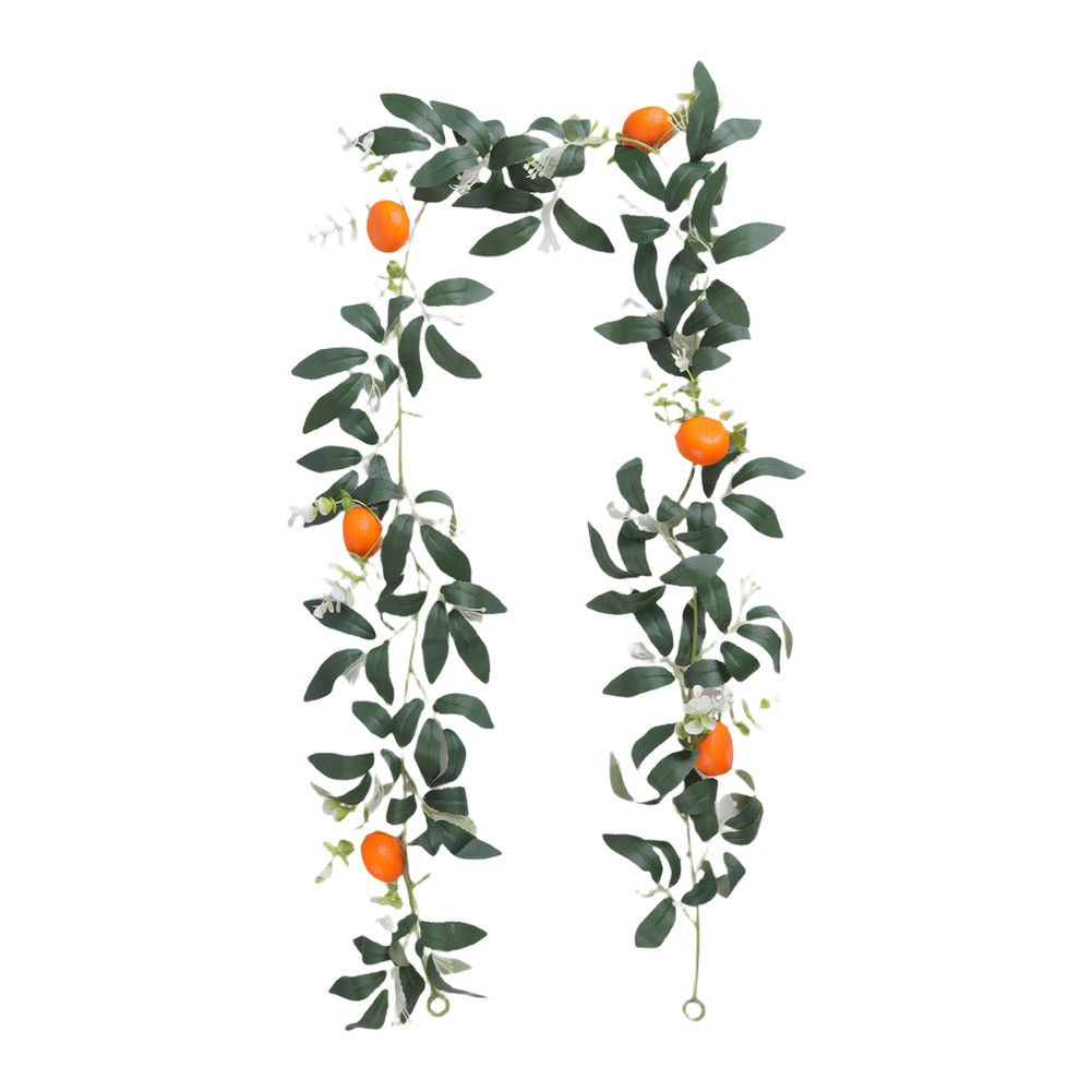 67.7 Inch Decor Garland Orange Fruits White Flowers Green Leaves Indoor Use