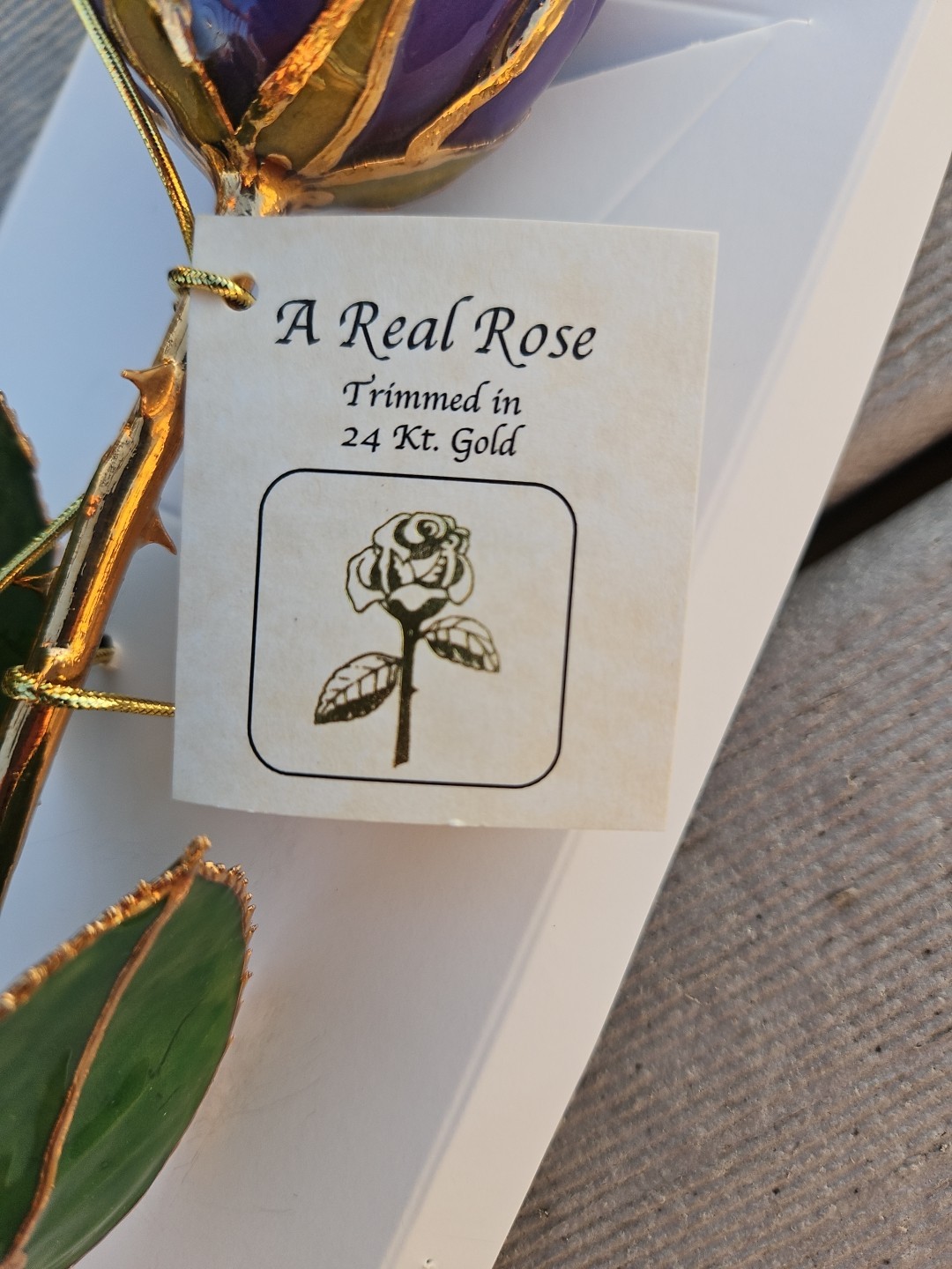 GIFT BOXED BLUE Lacquer Dipped 24K Gold Abracadabra Real Rose