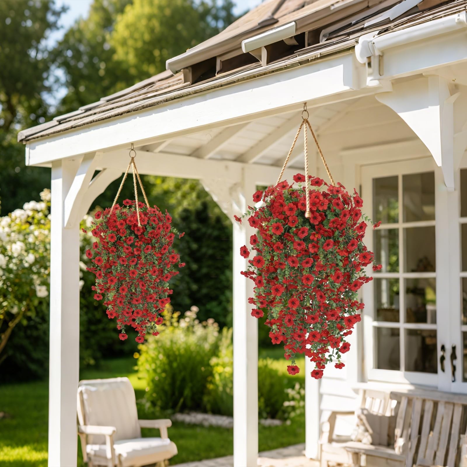 3PCS Artificial Flowers for Outdoors, UV Resistant Fake Hanging Flowers Reali…