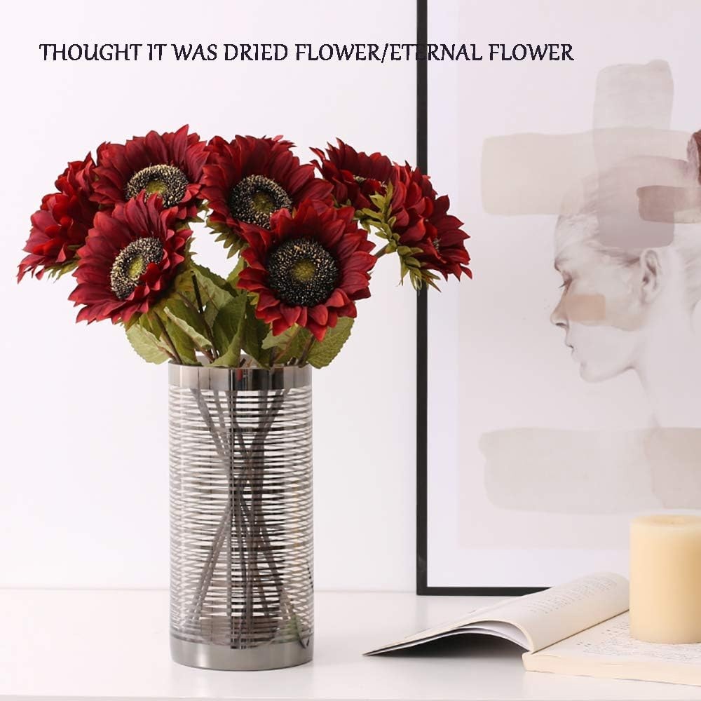 Exquisite 7PCS Silk Sunflowers with Long Stems – Perfect for Parties & Weddings