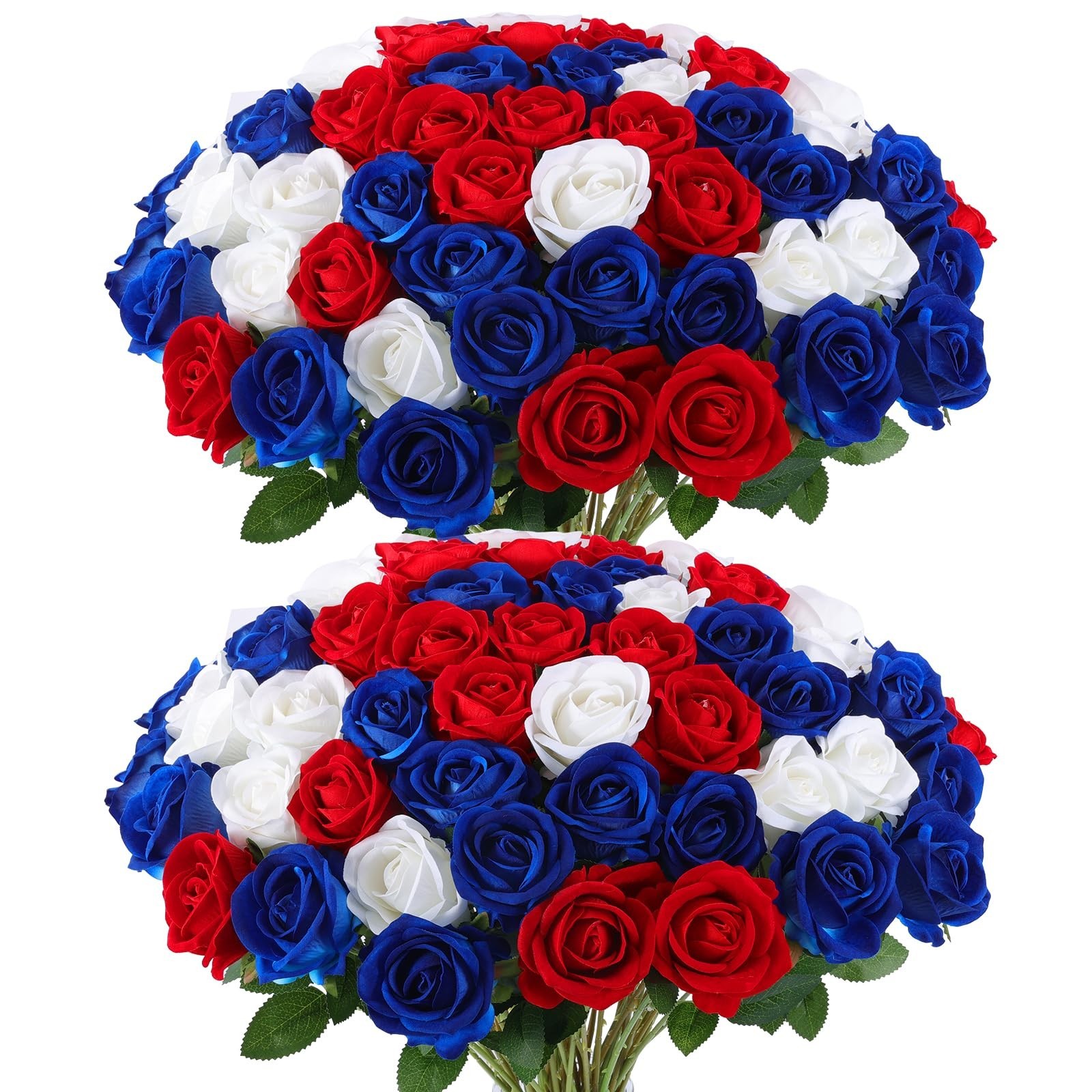 Bulk Artificial Velvet Silk Roses – Realistic Red, White, Blue Flowers for Weddi