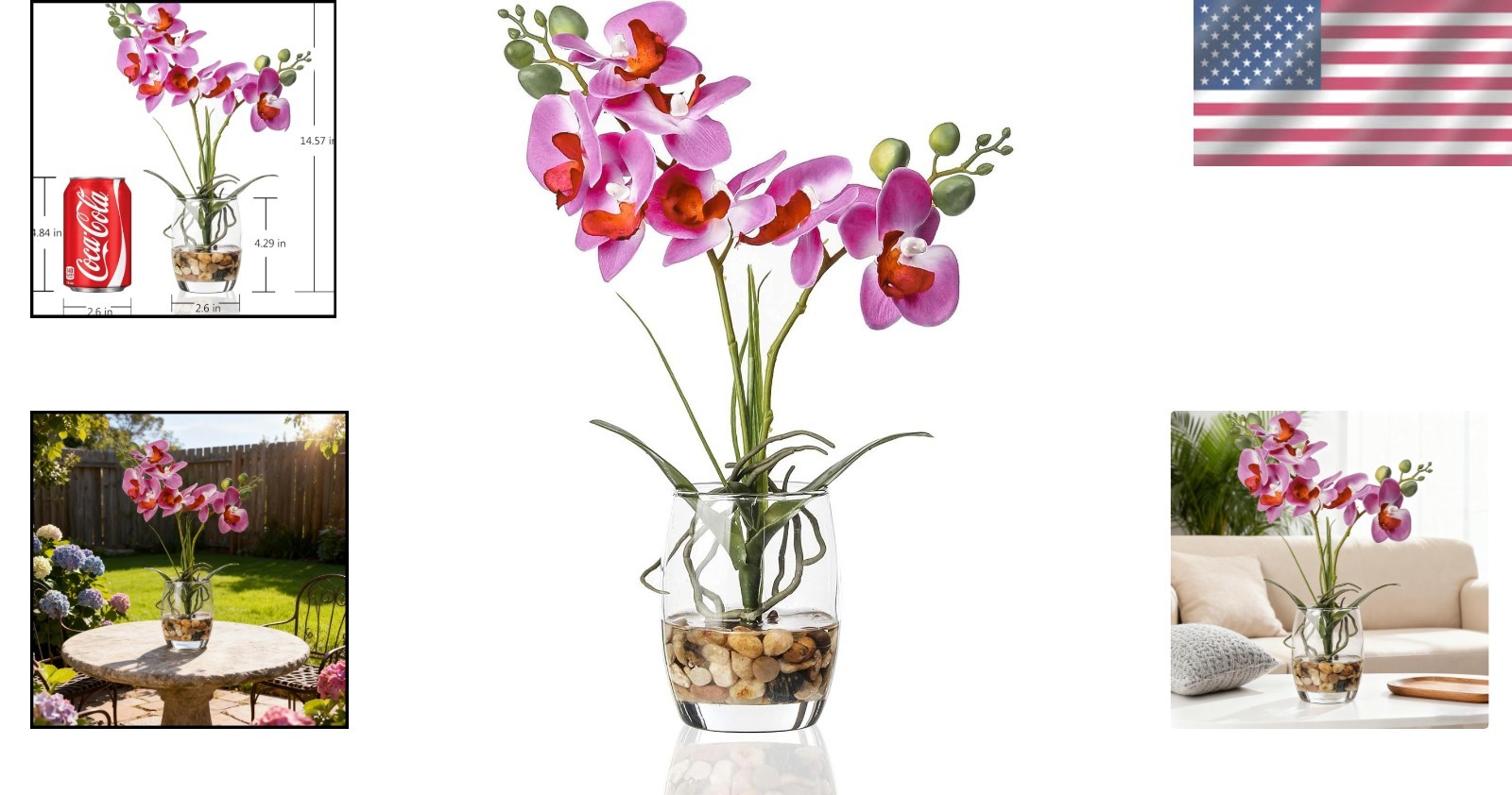 Artificial Purple Orchid Arrangement with Glass Vase – Low Maintenance Decor