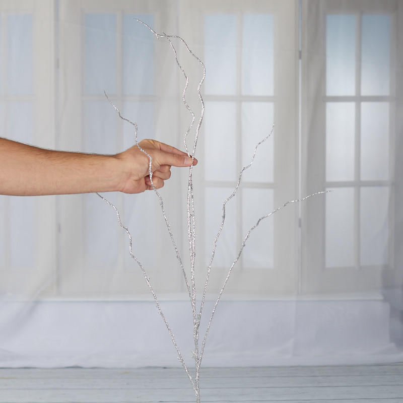 Pack of 4 Silver Glittery Artificial 50″ Decorative Twig Sprays