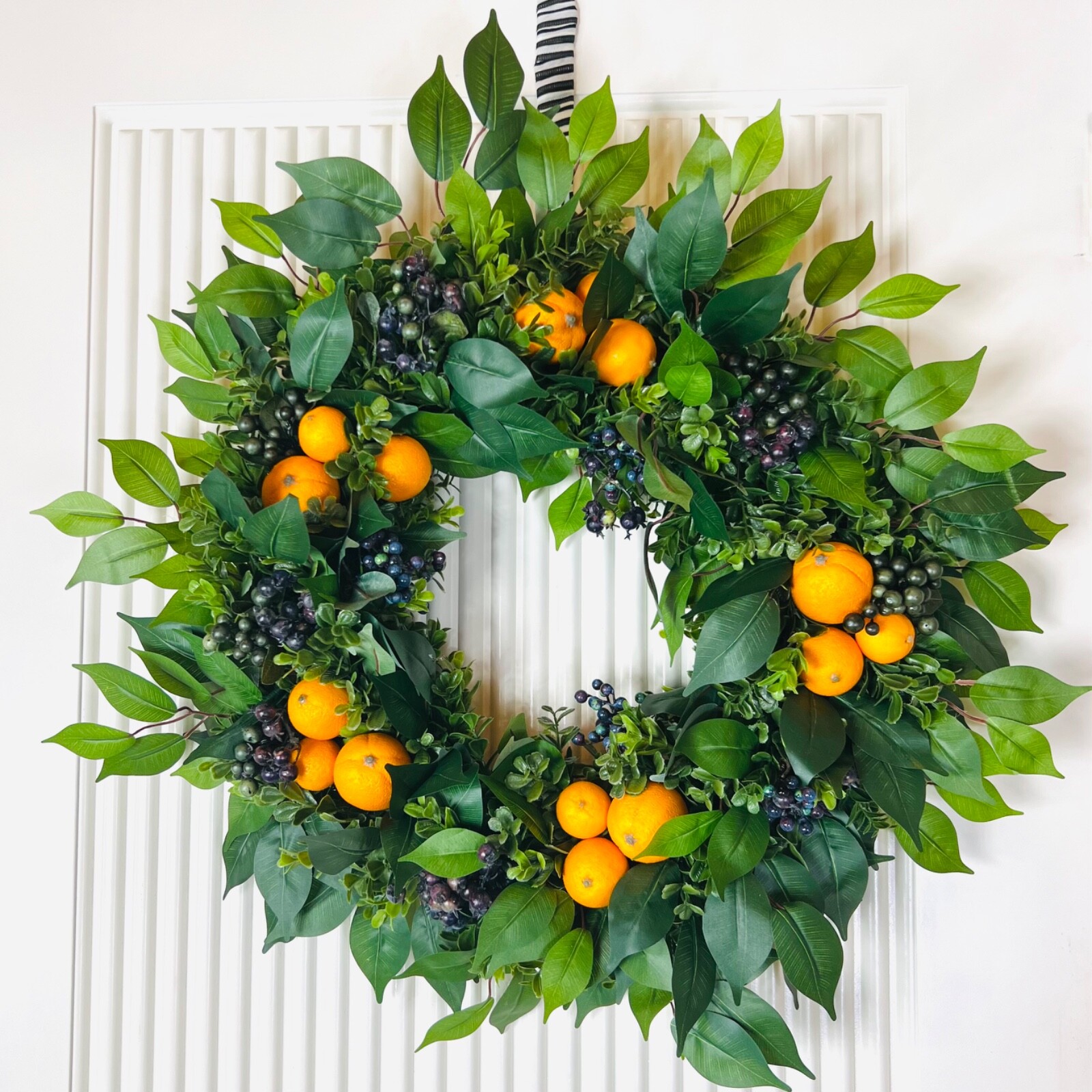 Everyday Wreath Front Door – Citrus Fruit and Blueberries Farmhouse Decor