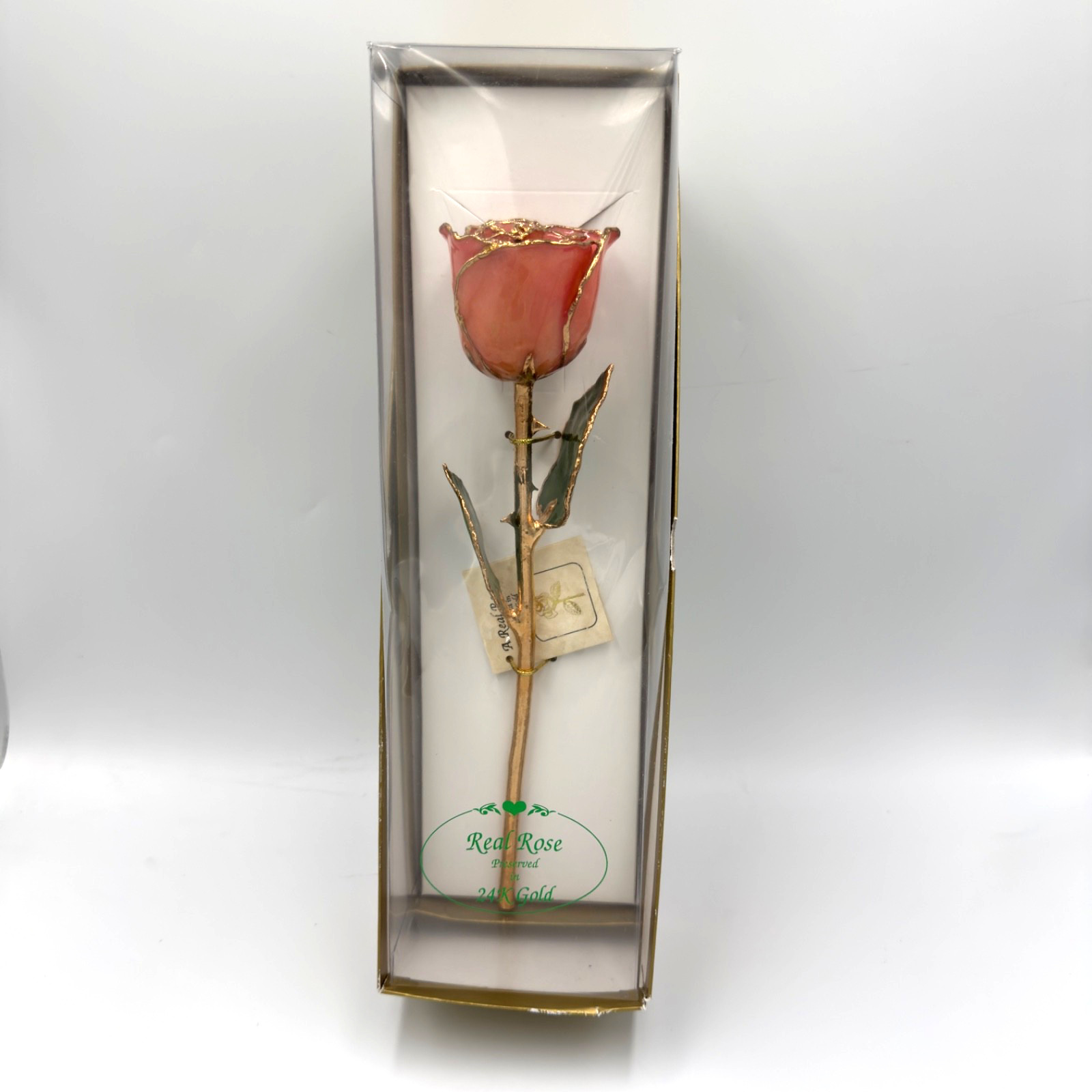 24K gold Dipped REAL Rose “Sunset” pink & orange The Original Since 1981