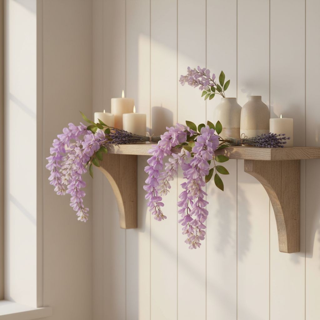 Lavender Wisteria Stem 43 Inch Artificial Hanging Flowers Purple Silk Wisteria S