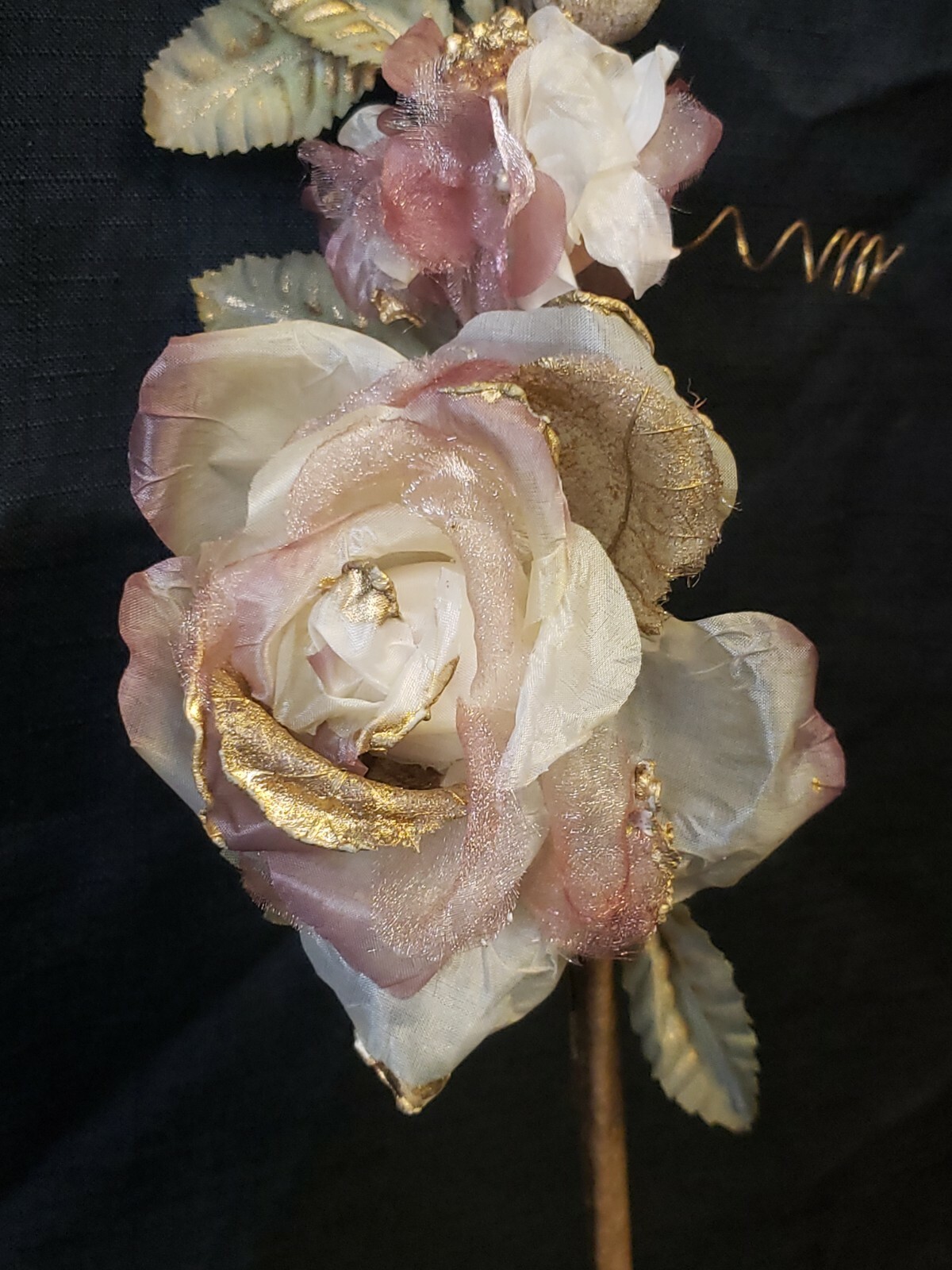 Lot of 9 NEW NWT REGENCY INTERNATIONAL FLORAL STEM Gold Chiffon Pink Flowers