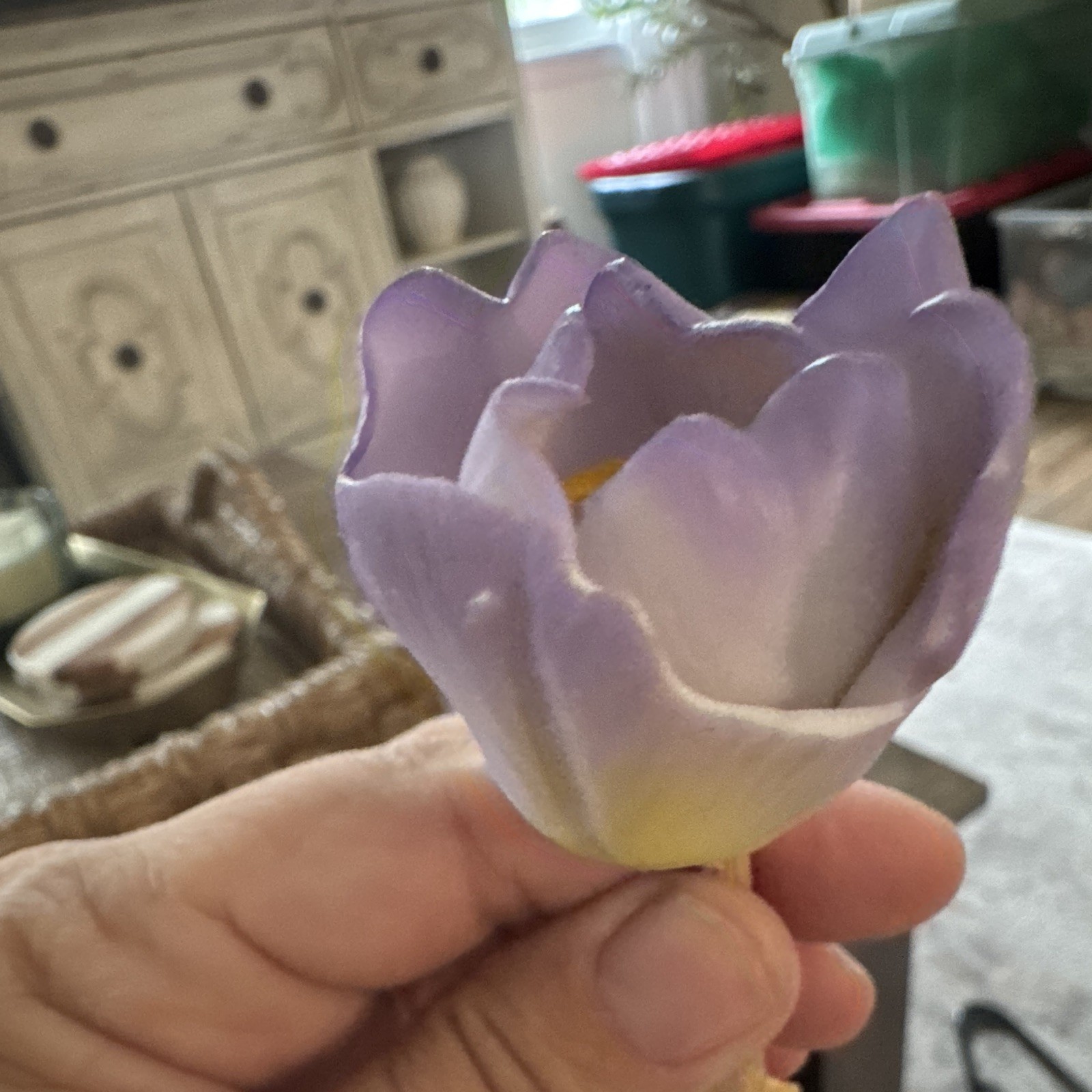 Porcelain Tulip Flower Stem Twigs Decor Purple Pink Yellow Floral