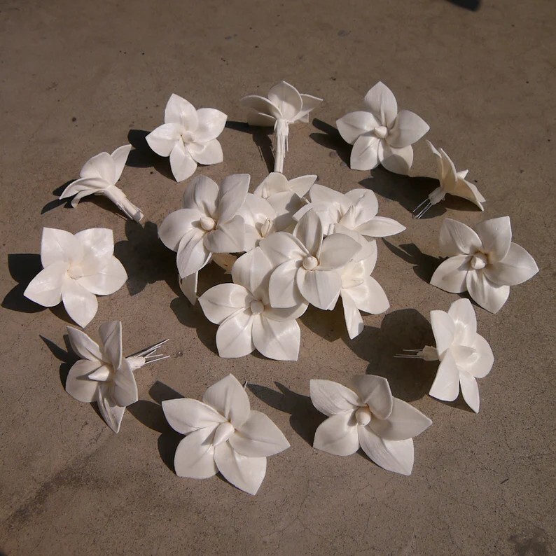 6 Frangipani Artificial Sola Wood Flower Diffuser Flowers 10 cm Dia. for Decor