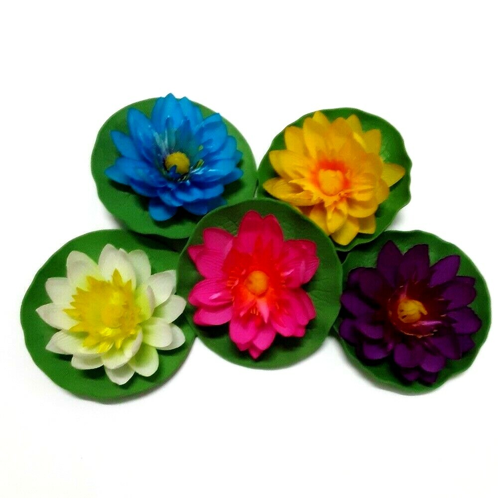 5 Siamese Lotus Flowers White Pink Purple Blue Yellow Home Floral Decor
