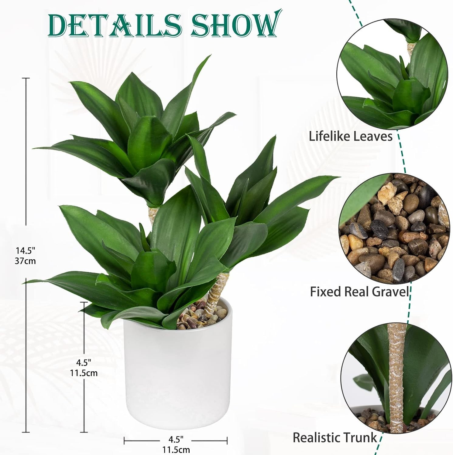 Large Artificial Agave Plants Fake Three-Head Agave Succulent Plant Potted 15…