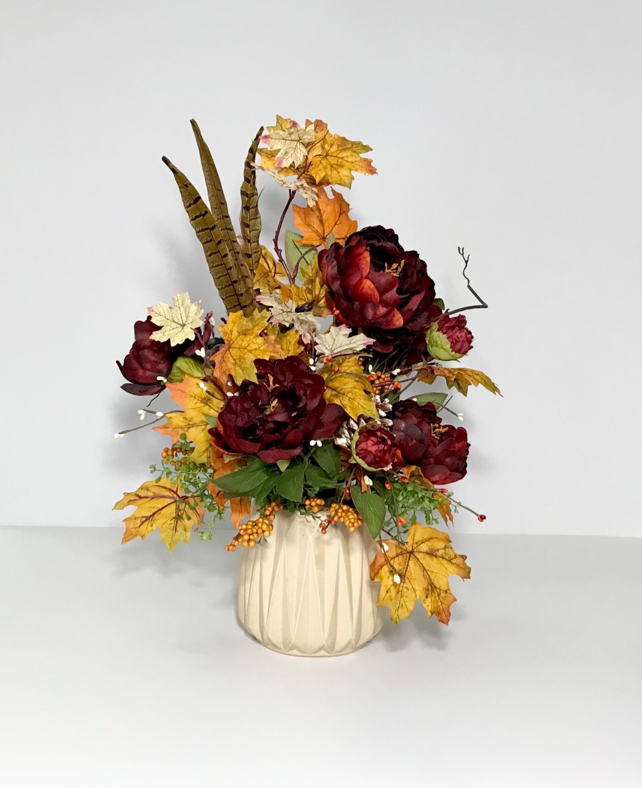 ELEGANT FLORAL ARRANGEMENT FALL HARVEST THANKSGIVING TABLE DECORATION GIFT NEW