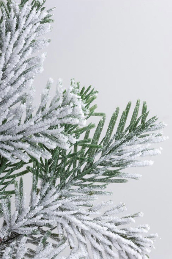 Flocked Pine Pick, 24” Christmas Or Winter