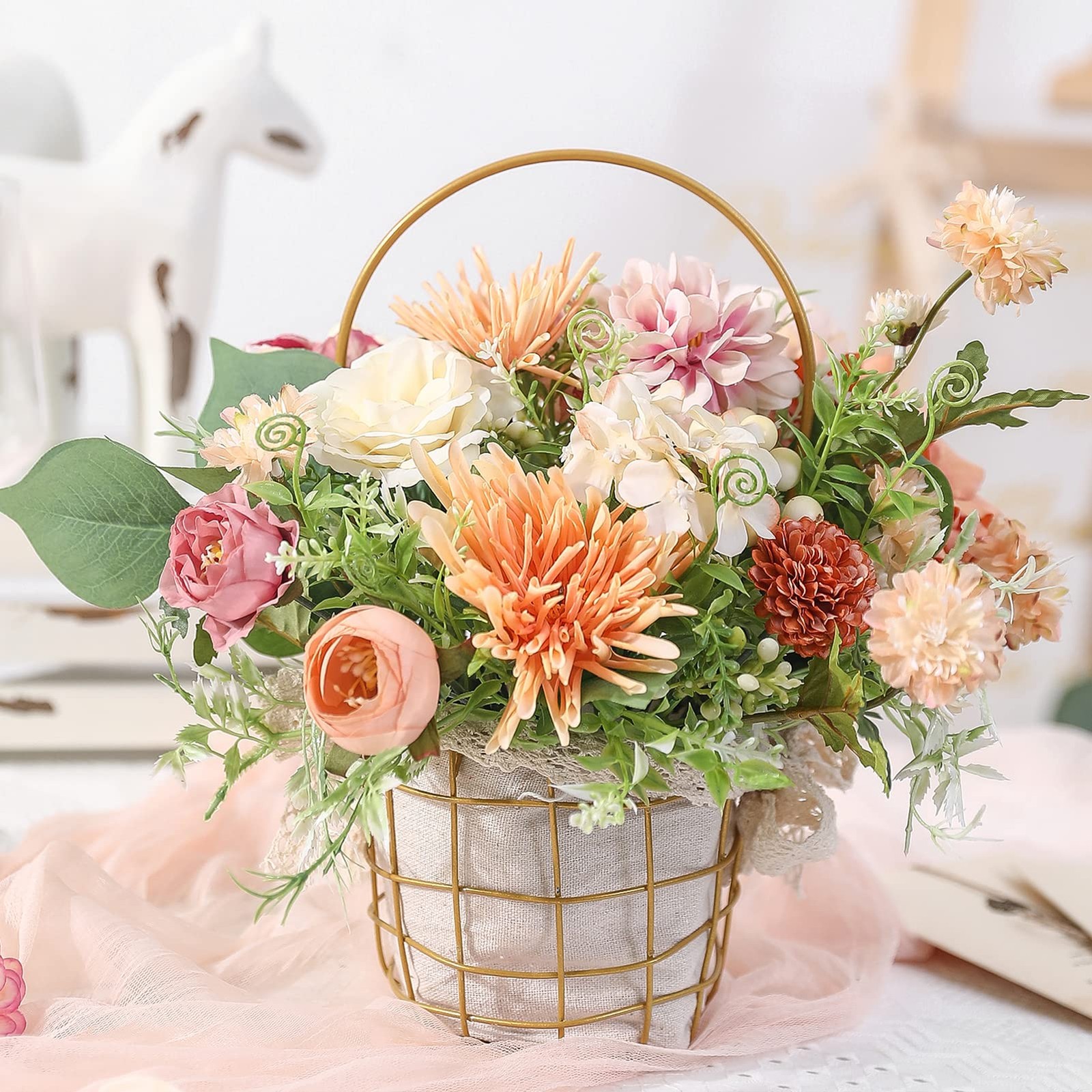 Artificial Flowers Combo Set Fake Flower Leaf with Stems for DIY Wedding Bouq…