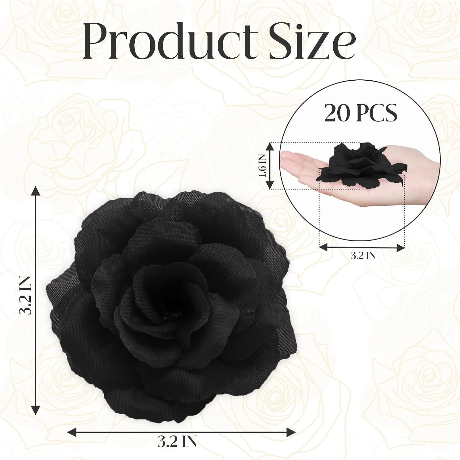 20 Pcs Rose Flower Head, Artificial Flowers Bulk for DIY Crafts, 3in Fake Rose