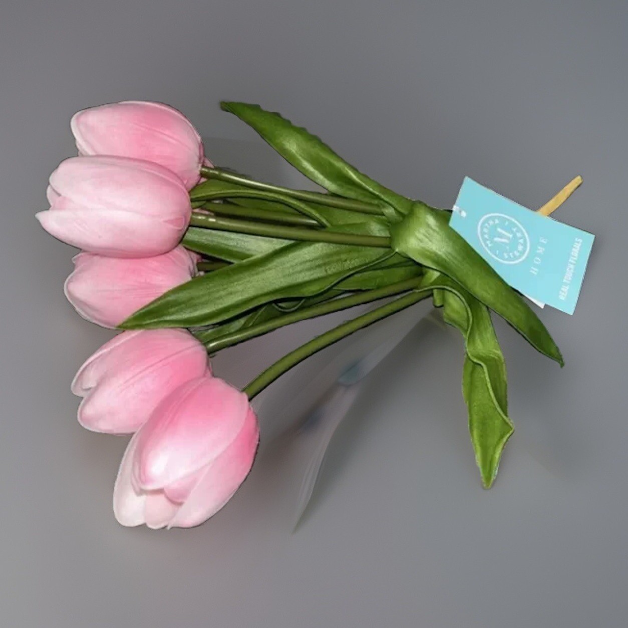 Set 7 NEW Martha Stewart artificial REAL TOUCH TULIPS Pink