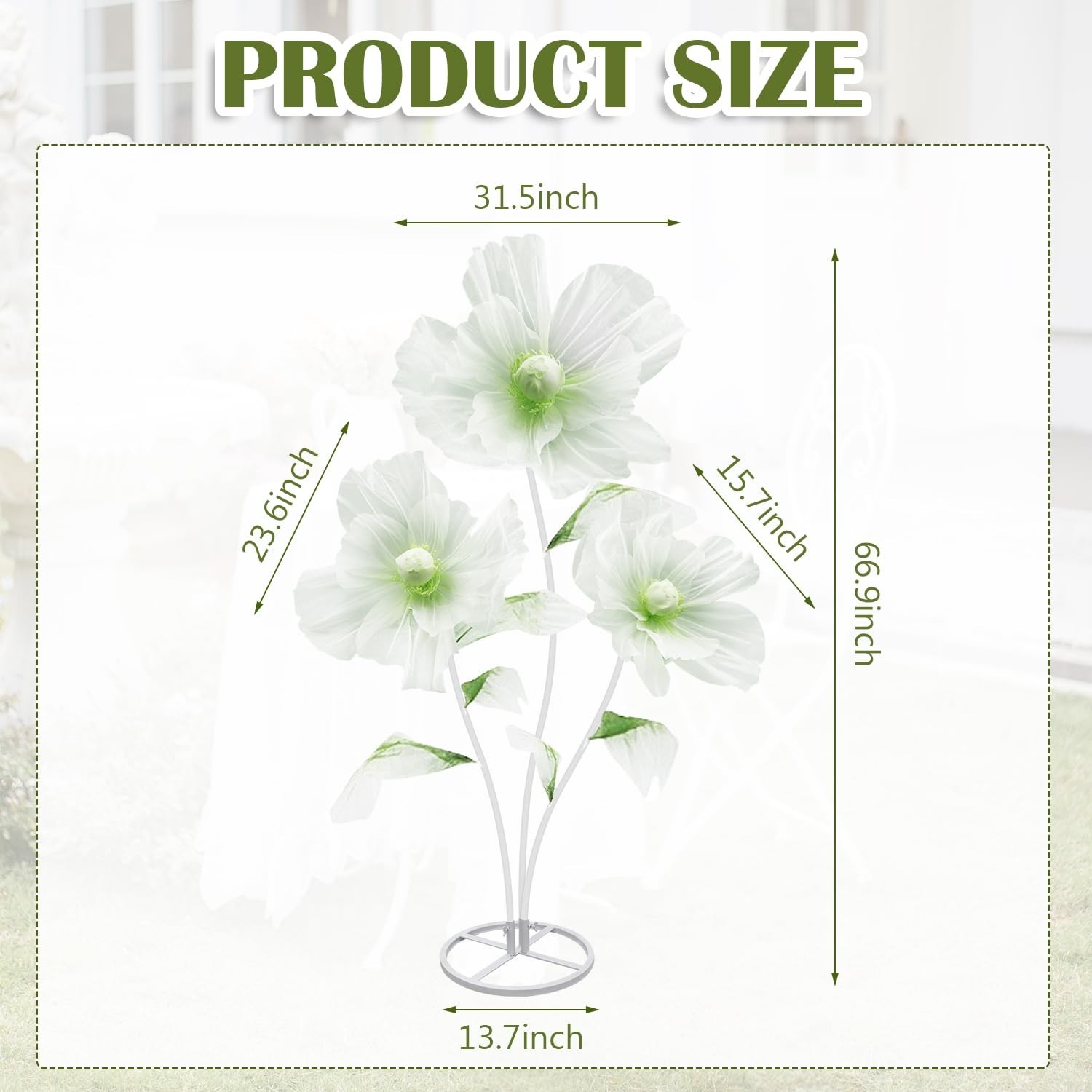 3Pcs 5.5ft Giant Silk Flower Decorations with Stand for Wedding, Party, Home & G
