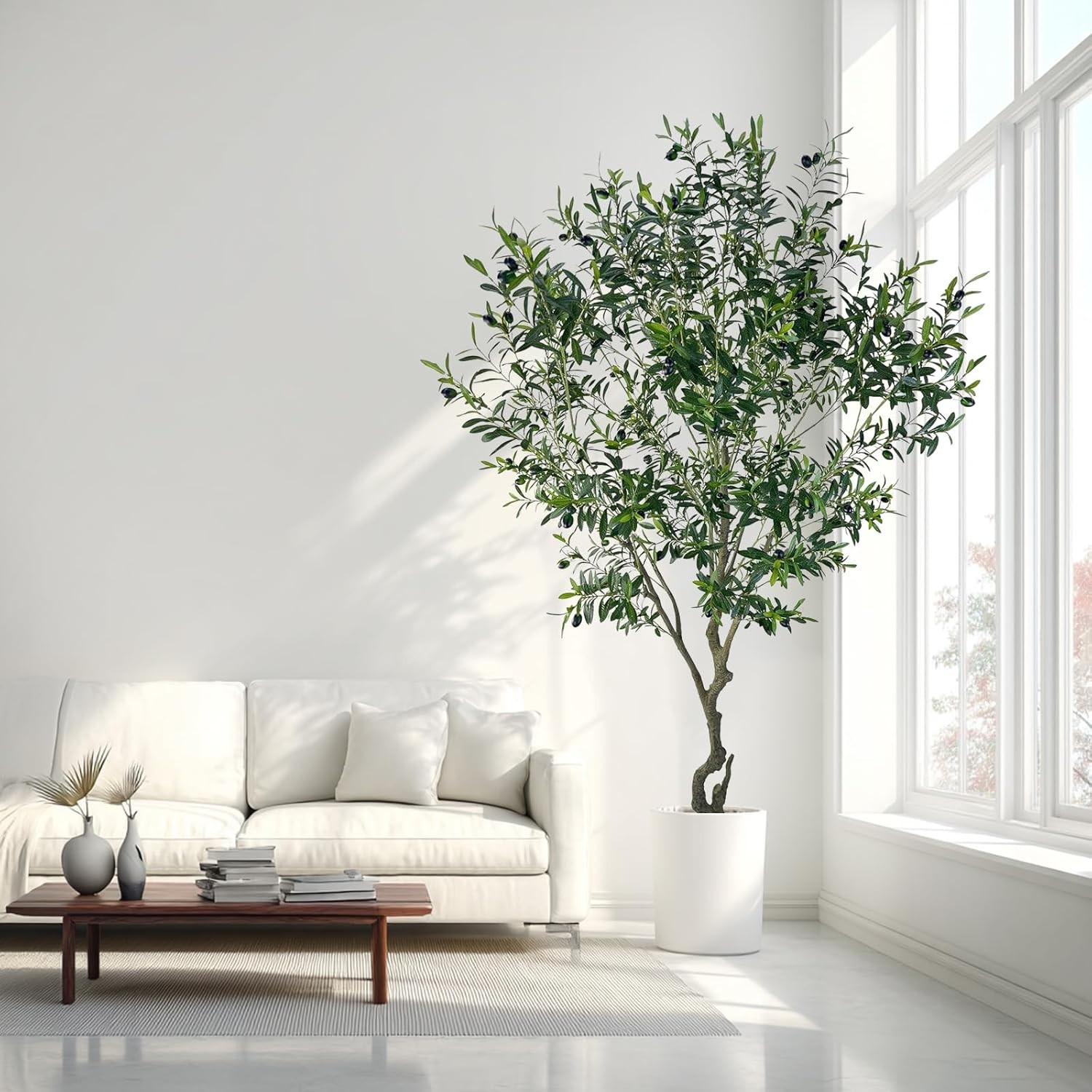 8ft Artificial Olive Tree Potted Plant | Application: Large faux olive tree