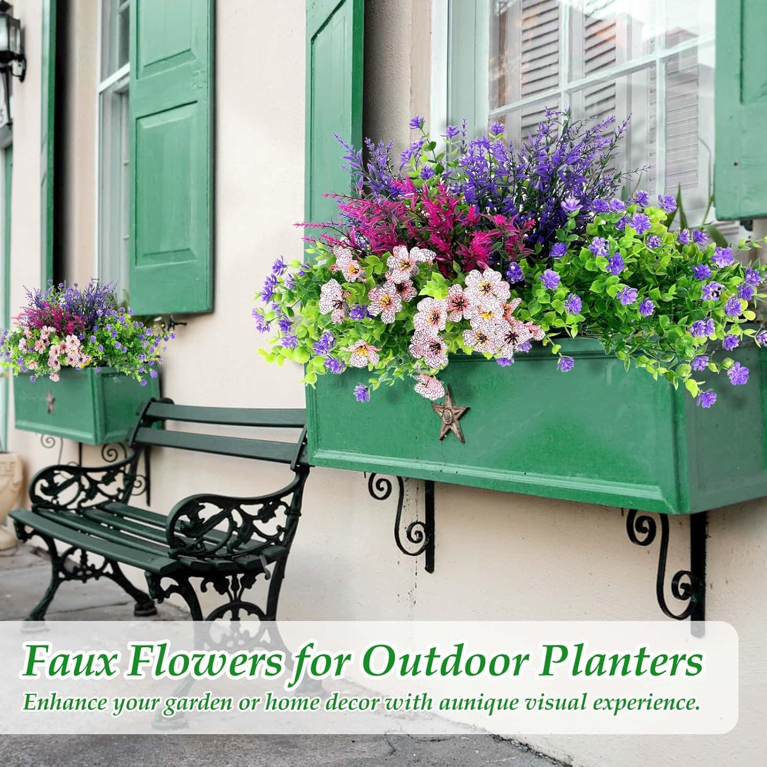 20 Bundles Realistic Artificial Flowers for Outdoors, UV Resistant No Fade Fake