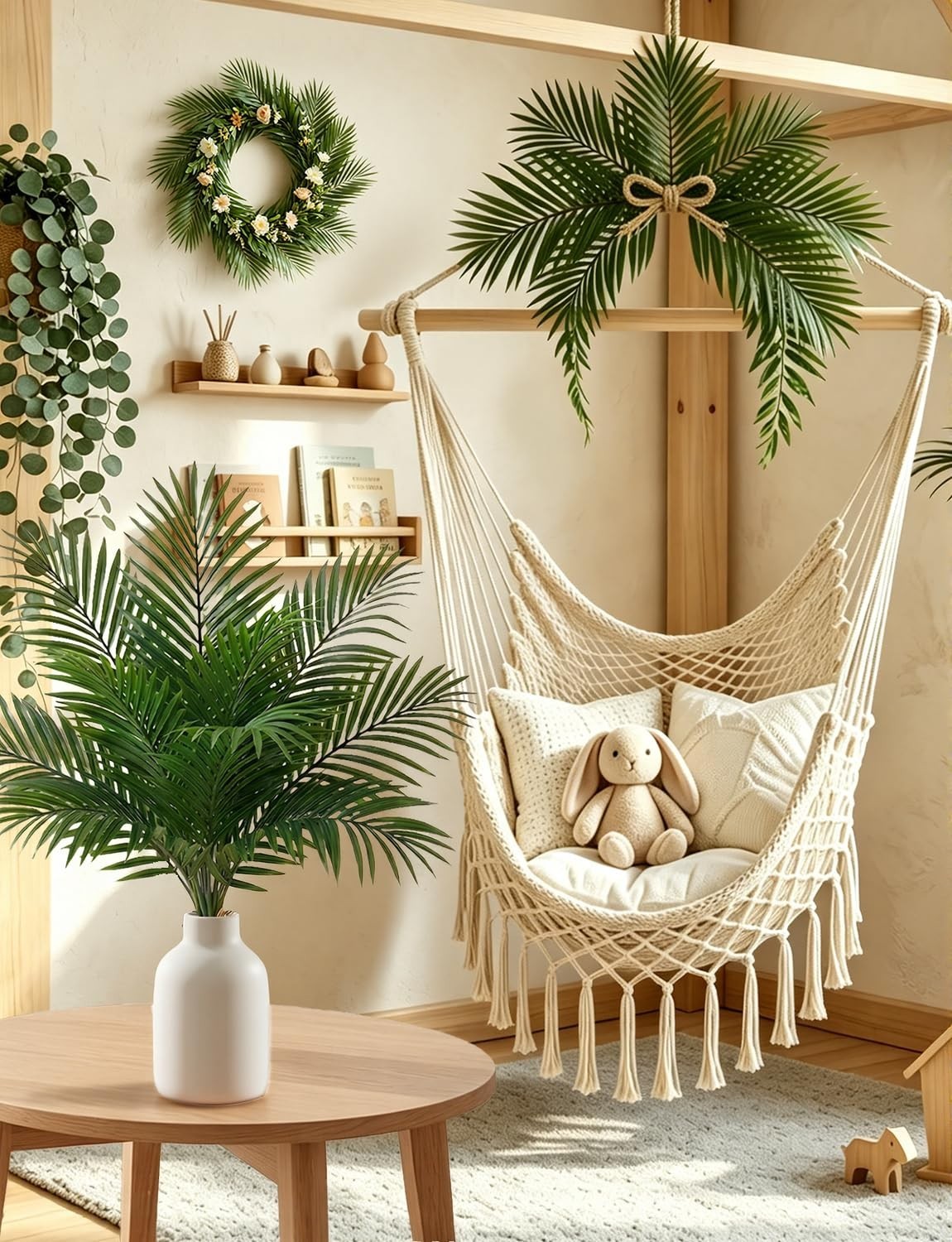 100 Pcs 25″ Faux Palm Leaves – Lifelike Tropical Fronds for Weddings, Luau & Dec