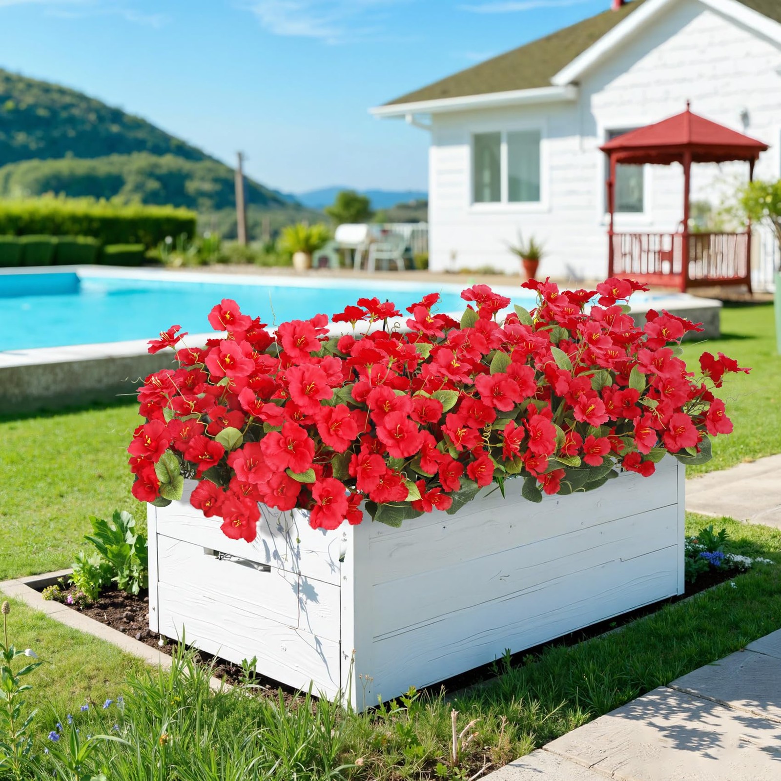 8 Bundles Artificial Hibiscus Flowers for Outdoors Decoration, Faux Silk Flow…