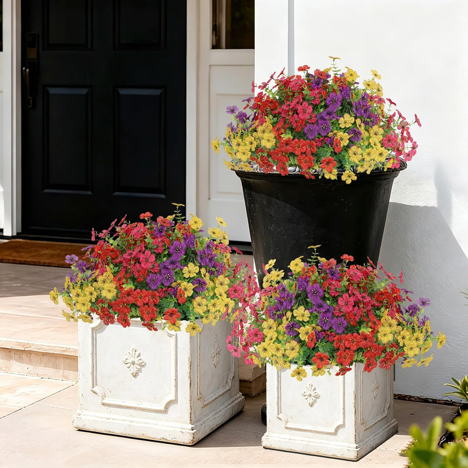 24 Bundles Artificial Flowers Bulk for Outdoor Decor, UV Resistant Fake Plastic